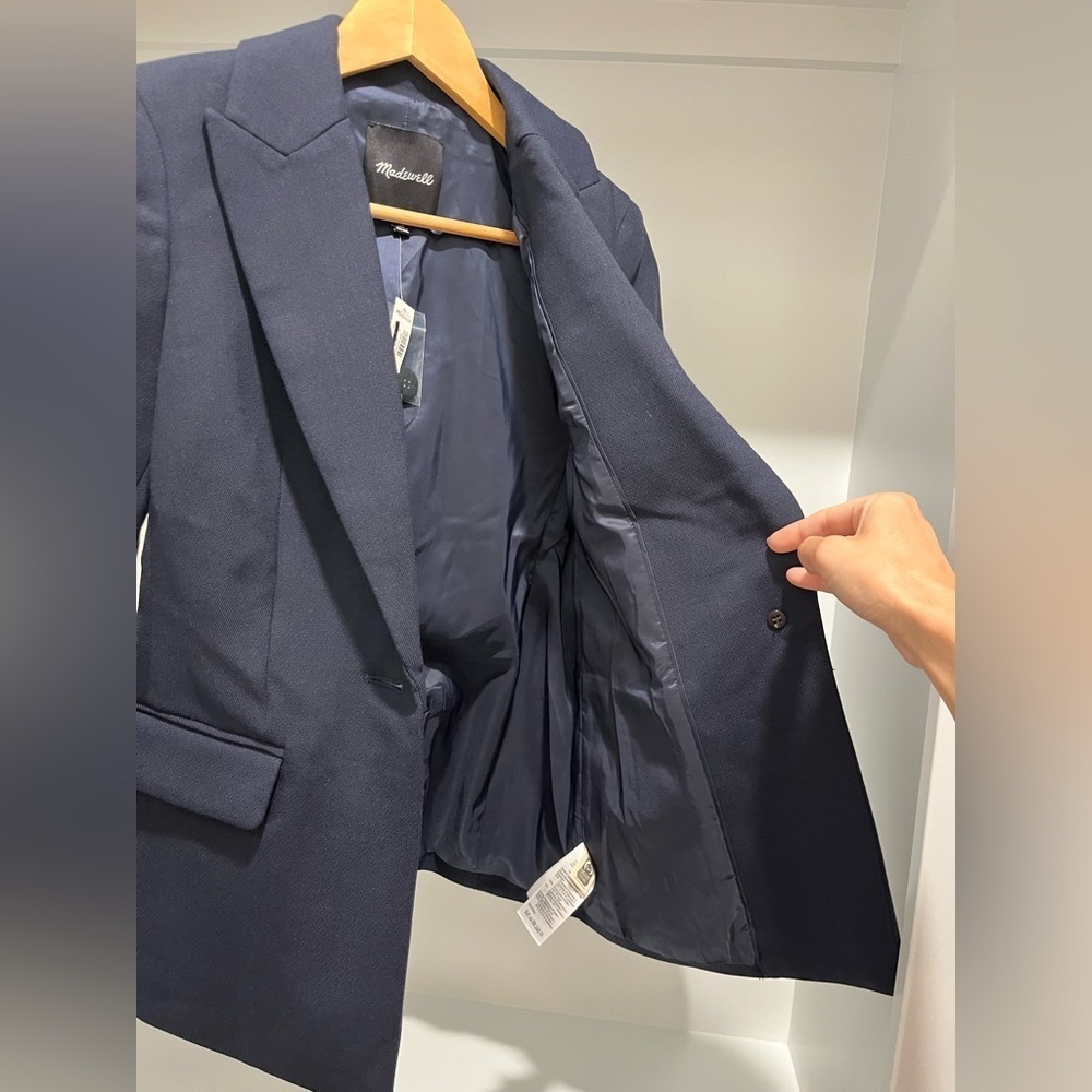 Madewell Womens The Alston Blazer Dark Navy Size 00 NS390 NEW $218 classic - Picture 8 of 13